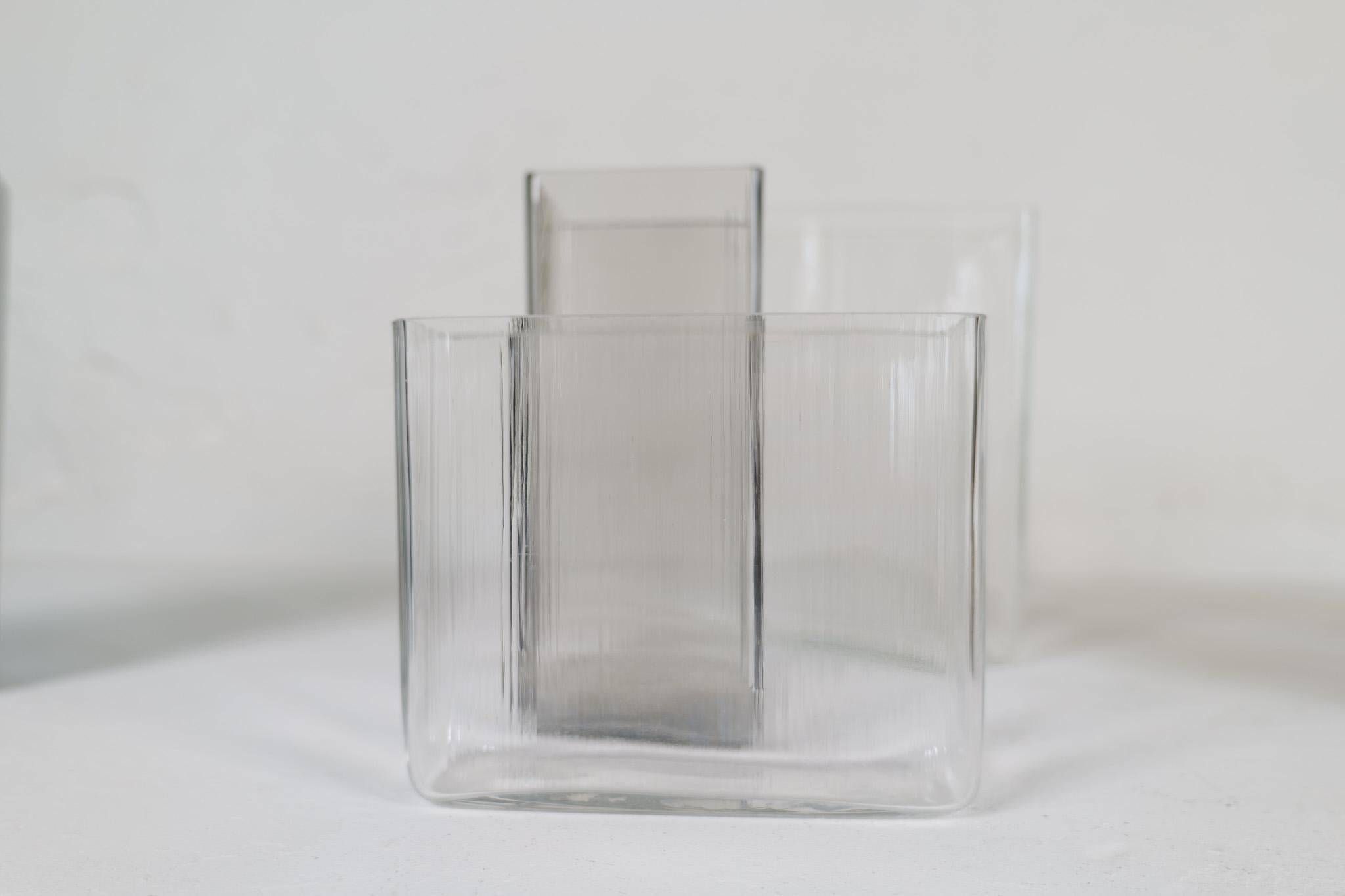 Midcentury Modern collection of ten "Ice" vases by Gullaskruf, Sweden, 1960s.