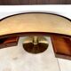 Large Italian Single Column Crescent-Shaped Desk in Goat Skin & Brass 1950s