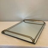 Plateau miroir en laiton chromé année 50 60