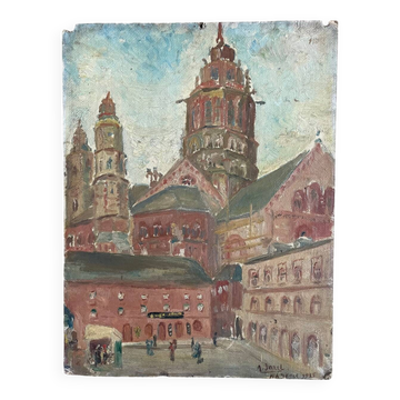 Painting signed Mainz Cathedral 1925