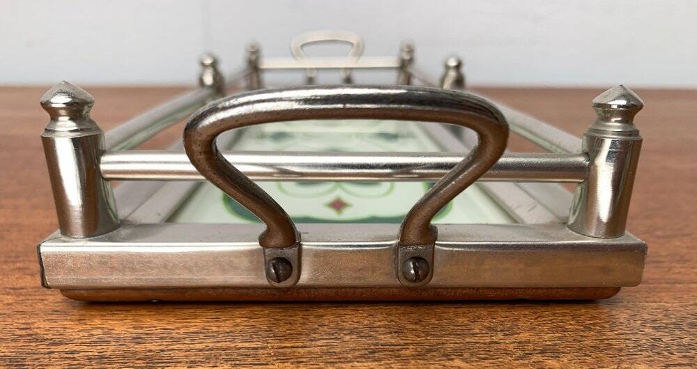 Metal and glass plateau Art Deco / Art Nouveau