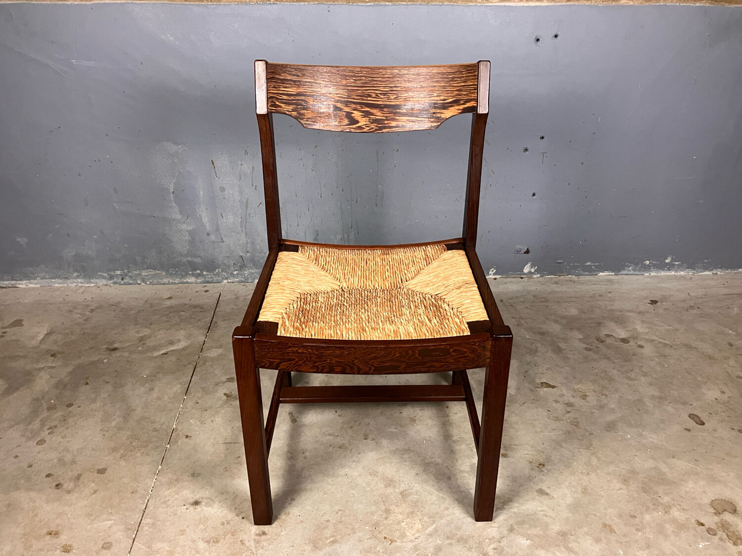 6 chairs rush Wenge Brutalist Mid Century