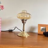 Table lamp in brass and golden smoked glass globe LAMP-7414