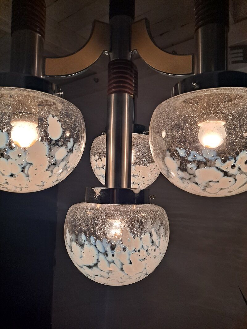 Large Italian Mid Century  Chandelier Pendant Murano Glass