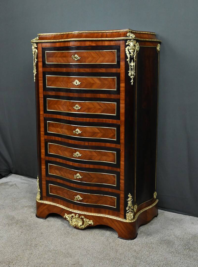 Secretary in precious wood marquetry, Napoleonic III period – Mid 19th century