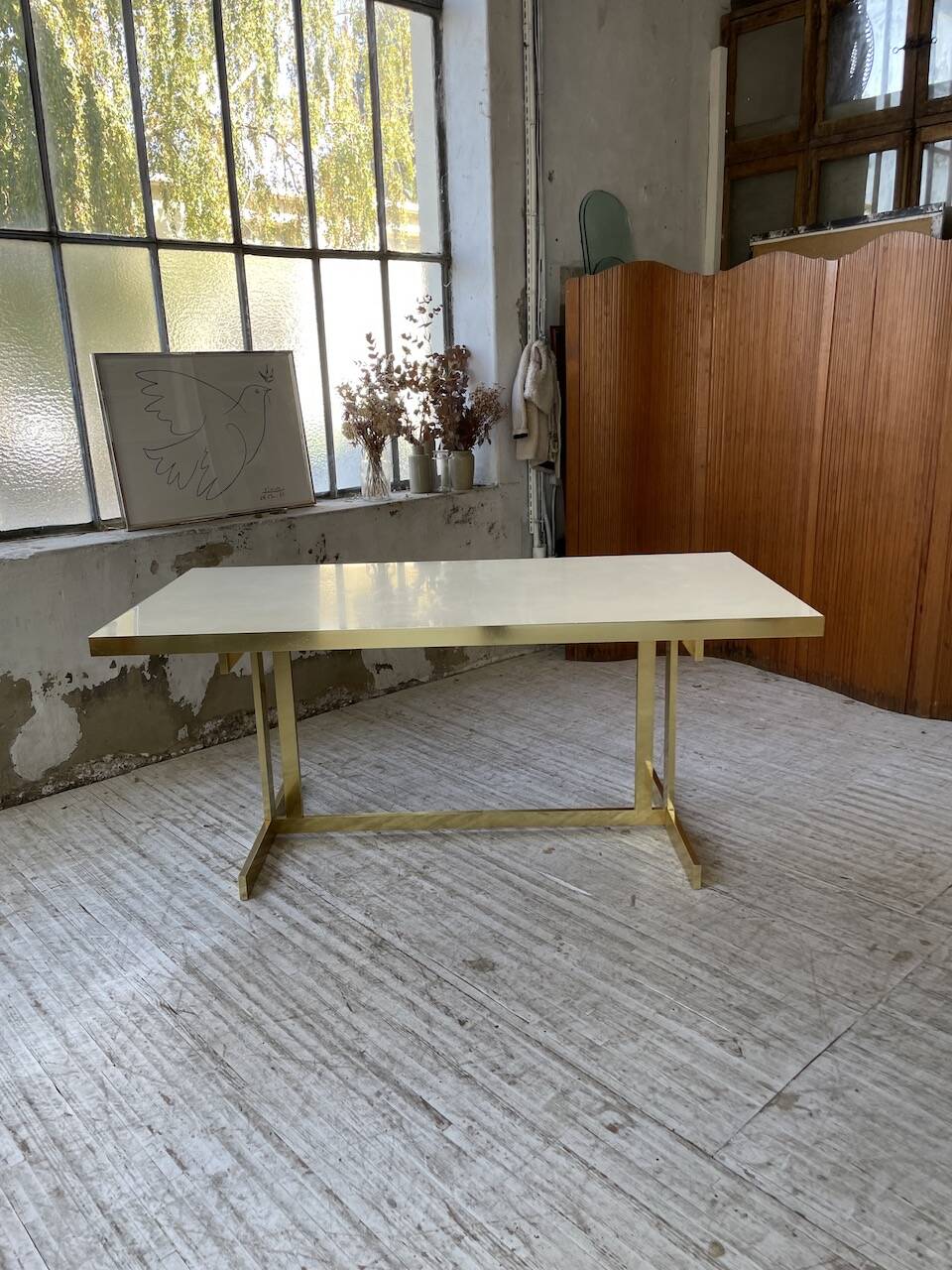 Brass table 1970 Italian lacquer