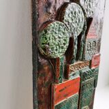 Decorative enamelled wall plate signed