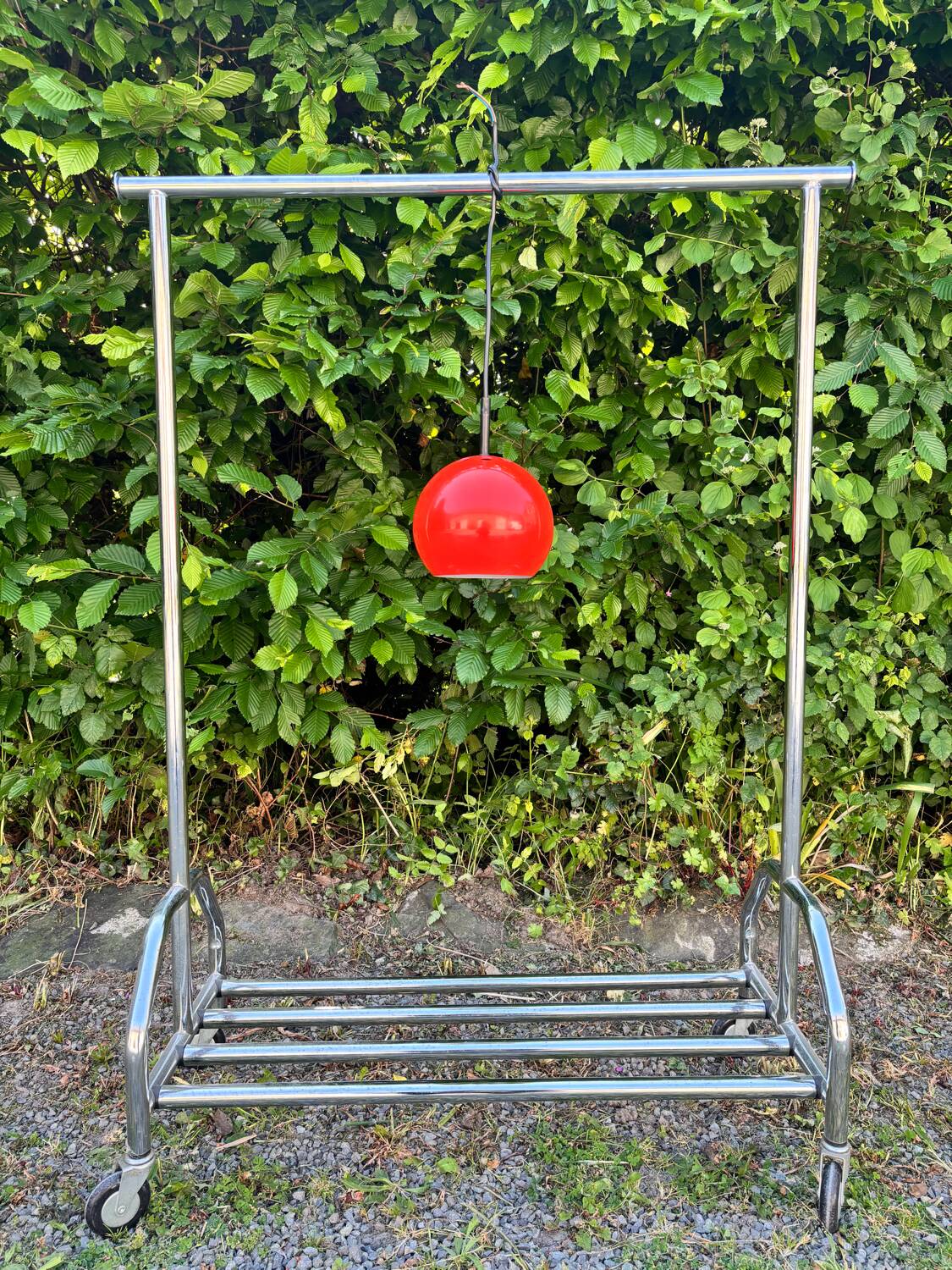 Orange metal eye ball pendant light by LITA vintage 1970