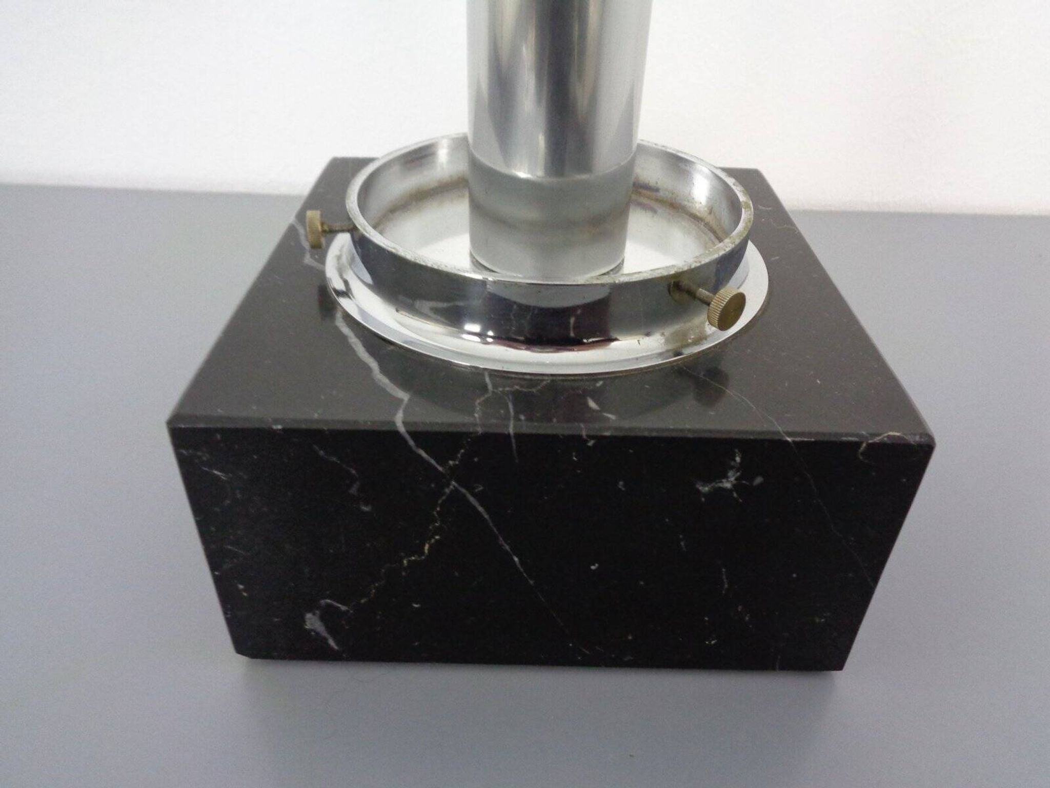 Large glass globe and marble table lamp from Erco, 1960s.