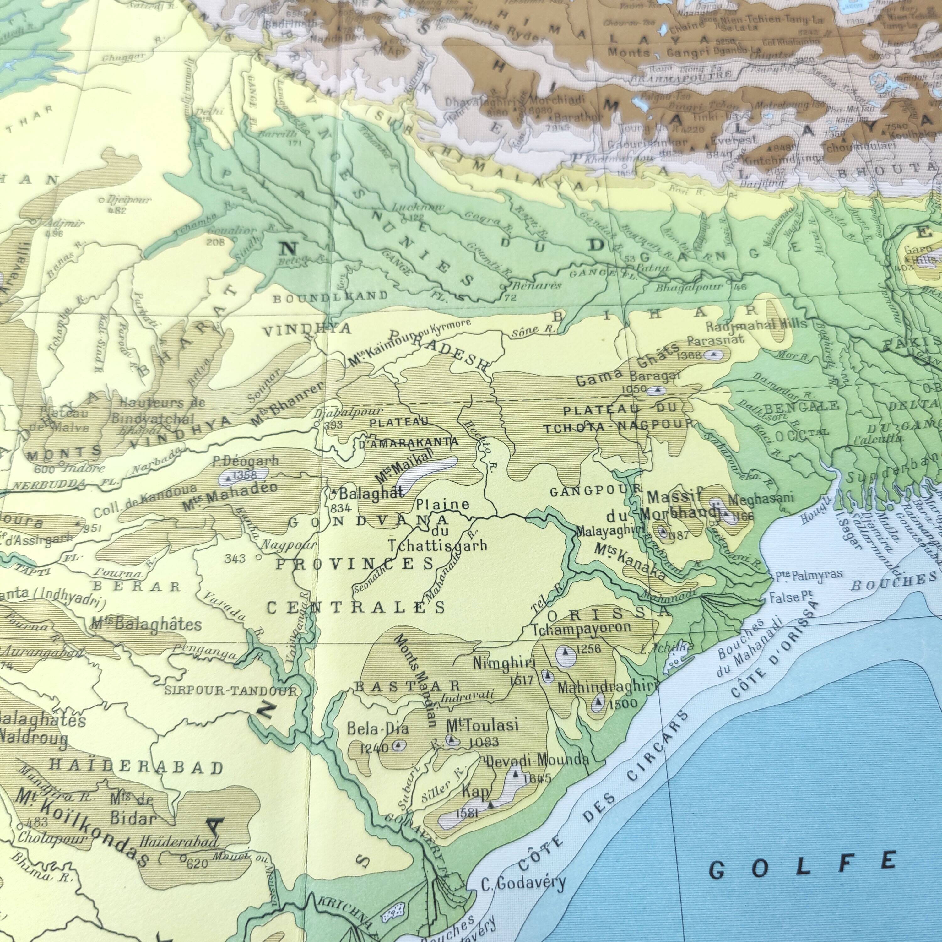 Vintage India map 43x43cm from 1950