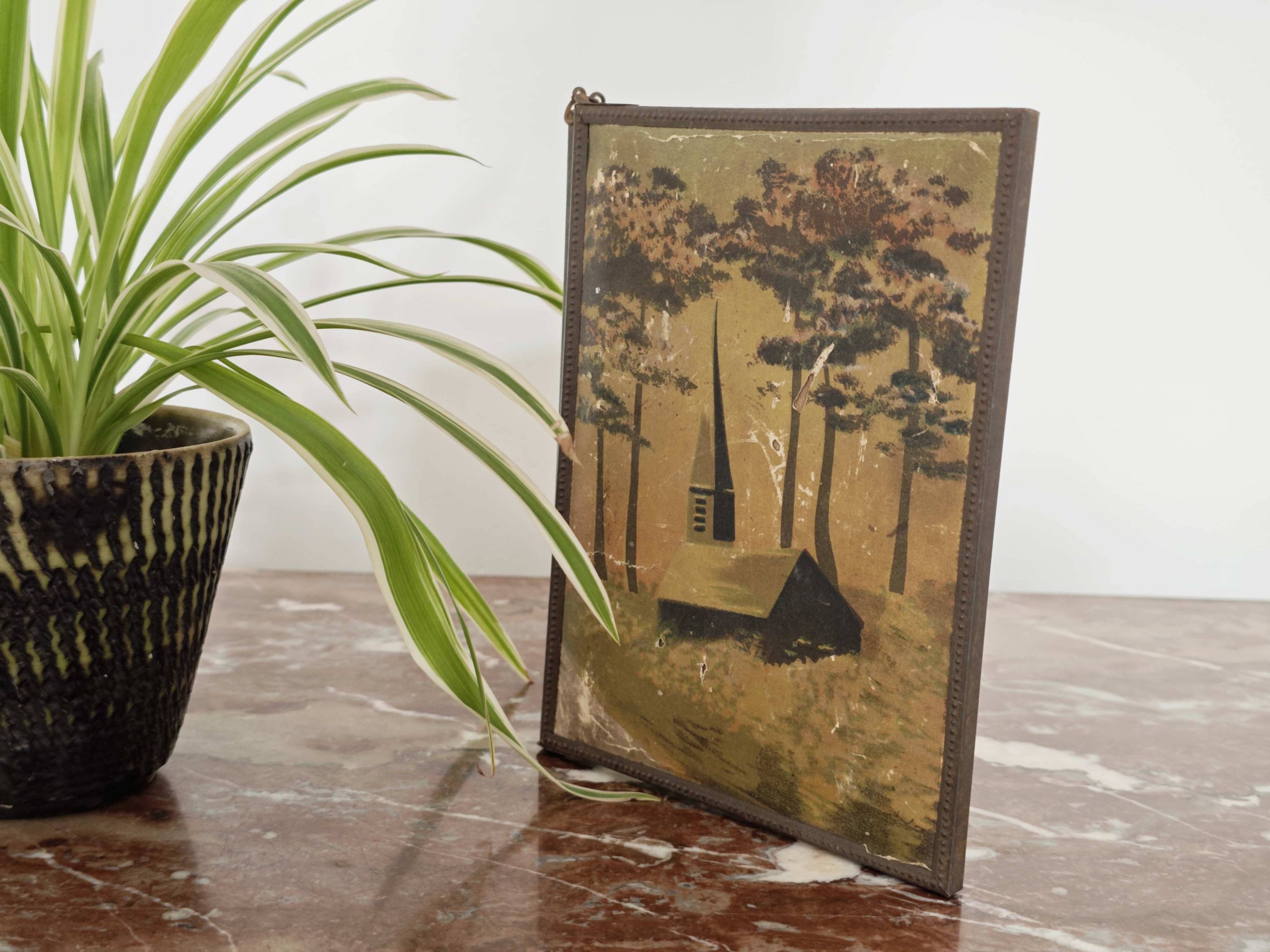 Vintage 1920 barber triptych mirror