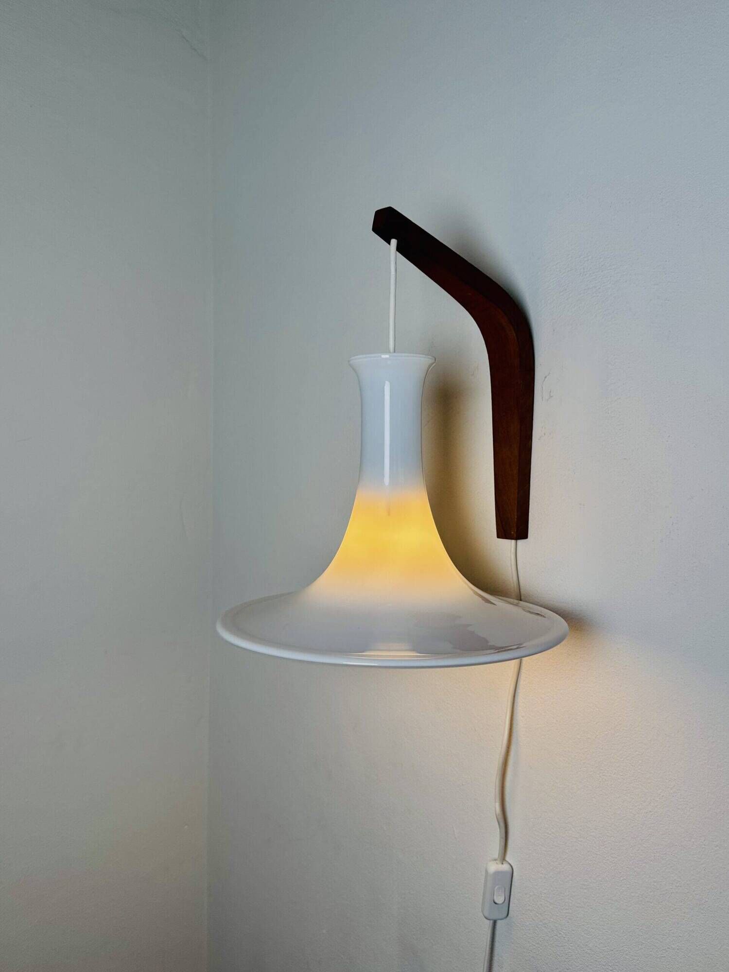Model 491 Mandarin Wall Light In Milk Glass By Michael Bang For Holmegaard, Denmark 1980S