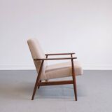 1960 Henryk Lis Mid Century Armchair in Beige Boucle