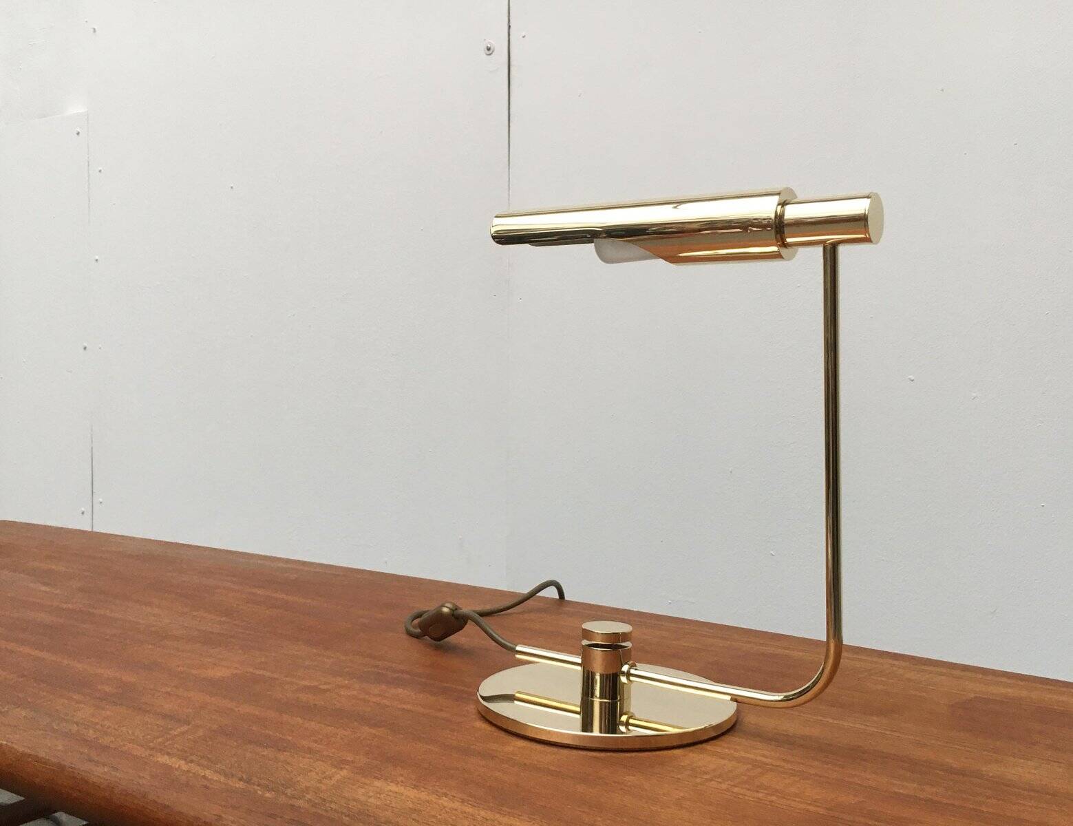 Mid-century minimalist brass table lamp by Rosemarie & Rico Baltensweiler for Baltensweiler.
