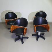 4 chaises de barbier italiennes des années 80, réglables en hauteur