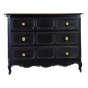 Commode en chêne Louis XV, patine noire, XVIIIe siècle