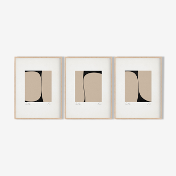 Framed set of 3 abstract giclee prints, A3