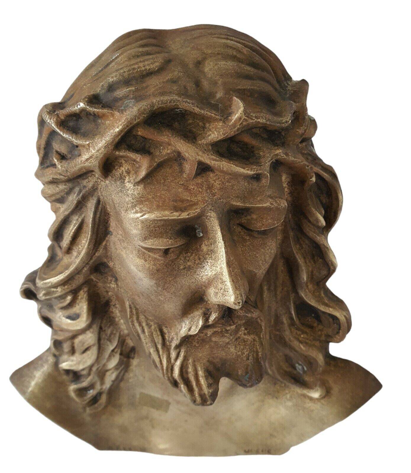 Christ solid bronze plaque with bas relief for tombstone or other signed