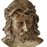 Christ bronze massif plaque avec bas relief pour pierre tombale ou autre signée