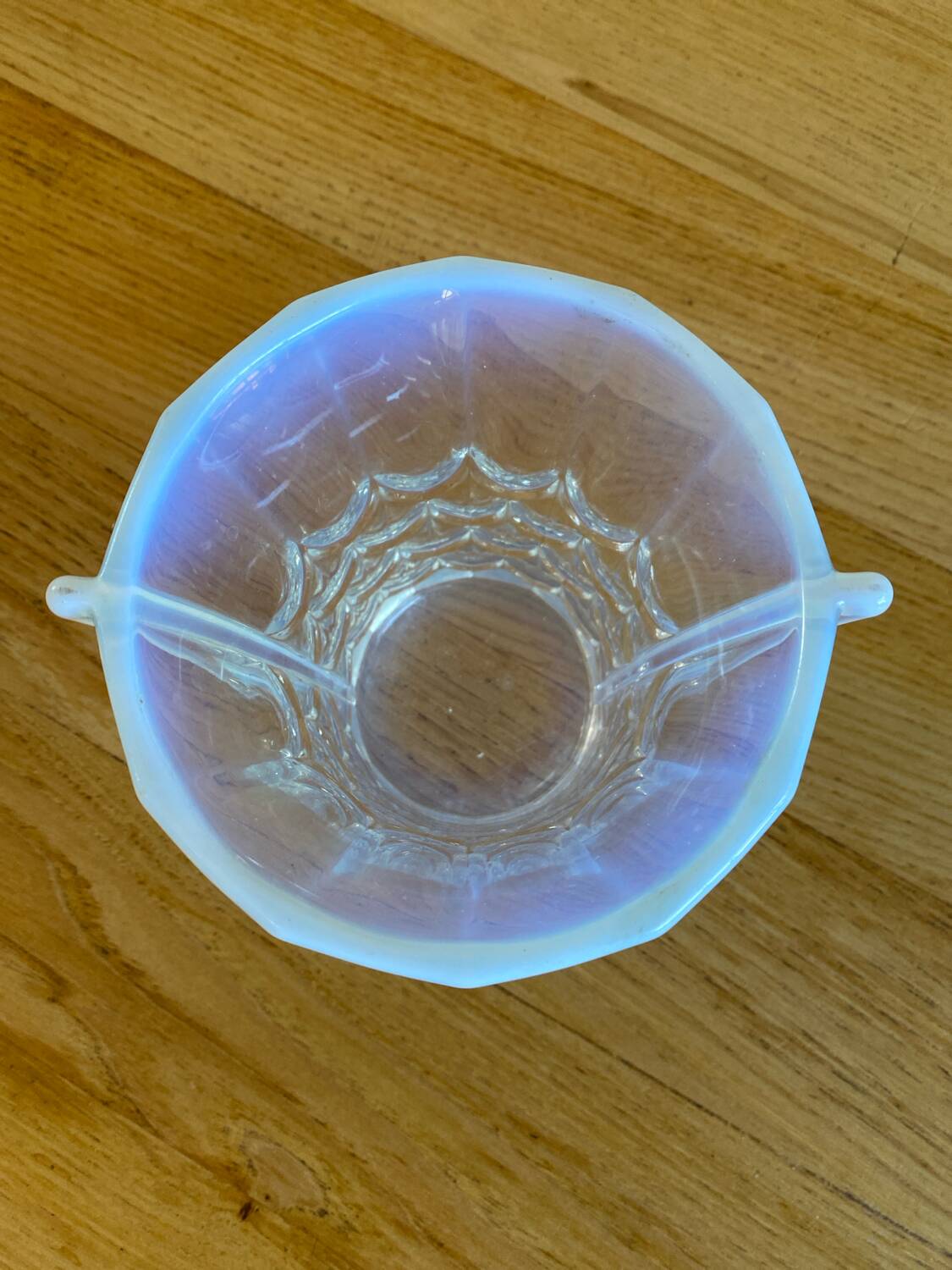 Blue iridescent glass vase