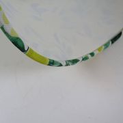 Vintage white ceramic lamp with custom lemon shade.