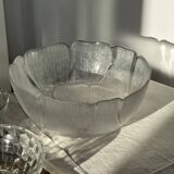 Small vintage glass bowl with a cube pattern.