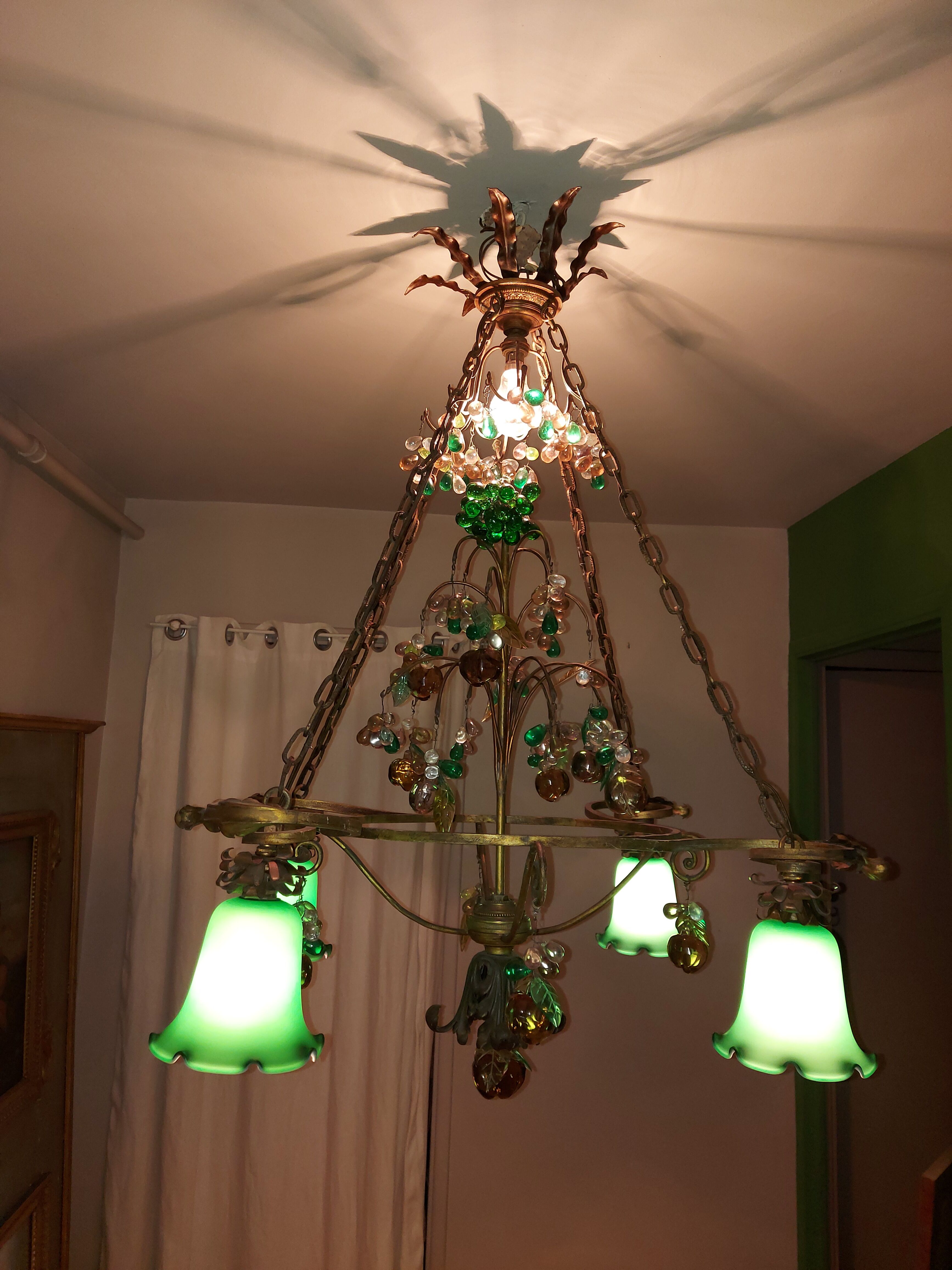 Very large art nouveau chandelier Murano (1 meter)