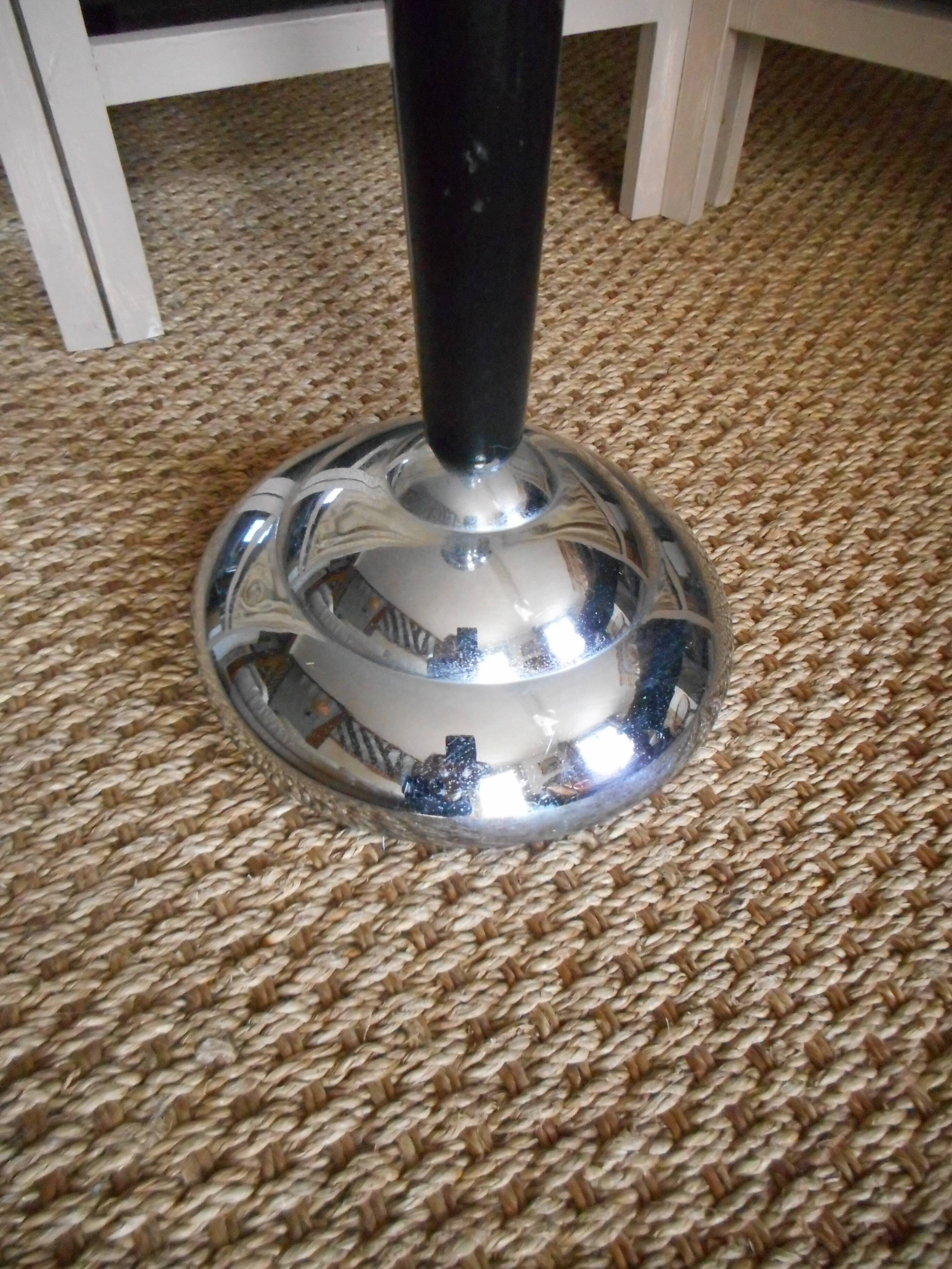 art deco chrome and black wood ashtray