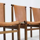 Chaises de salle à manger en cuir italien style Mid-Century, signées Ilmari Tapiovaara, lot de 6