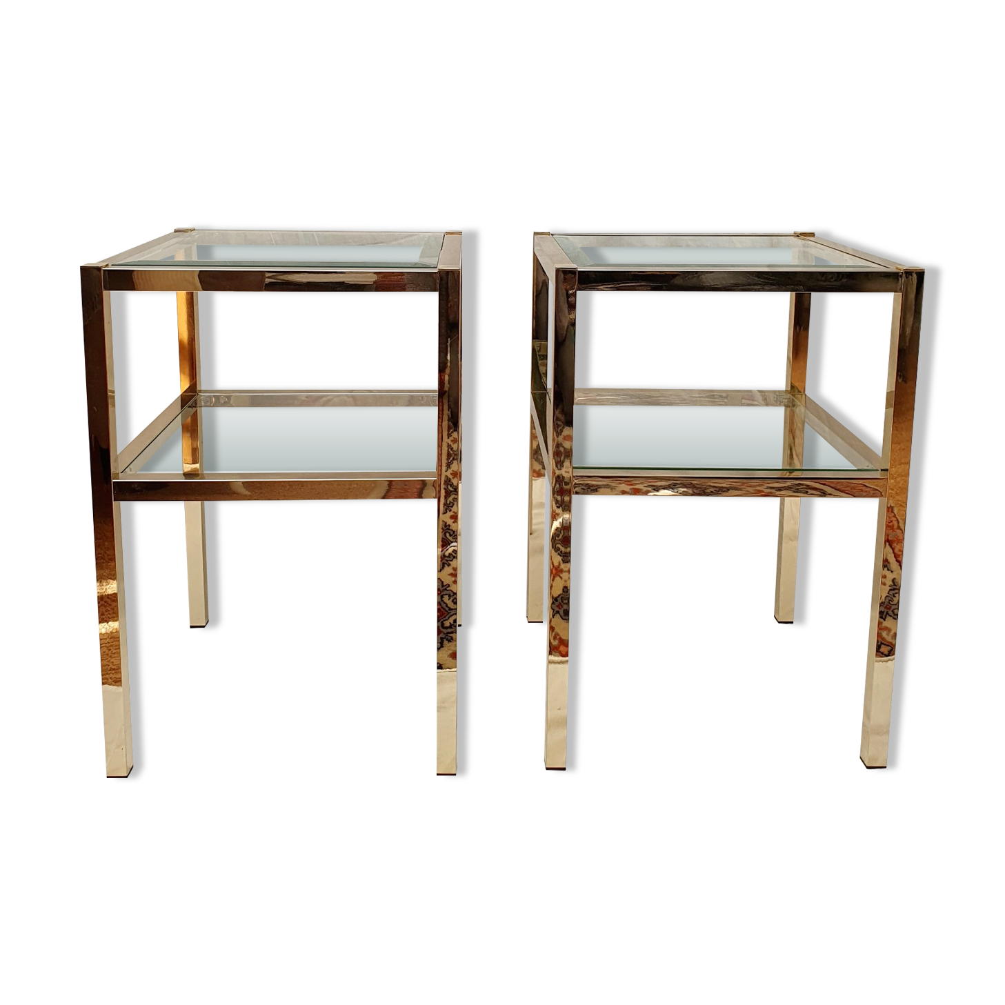 Pair of gold side tables Roche Bobois