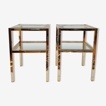 Pair of gold side tables Roche Bobois