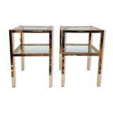 Pair of gold side tables Roche Bobois