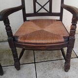 Pair of vintage straw seat armchairs from the 30s/40s.