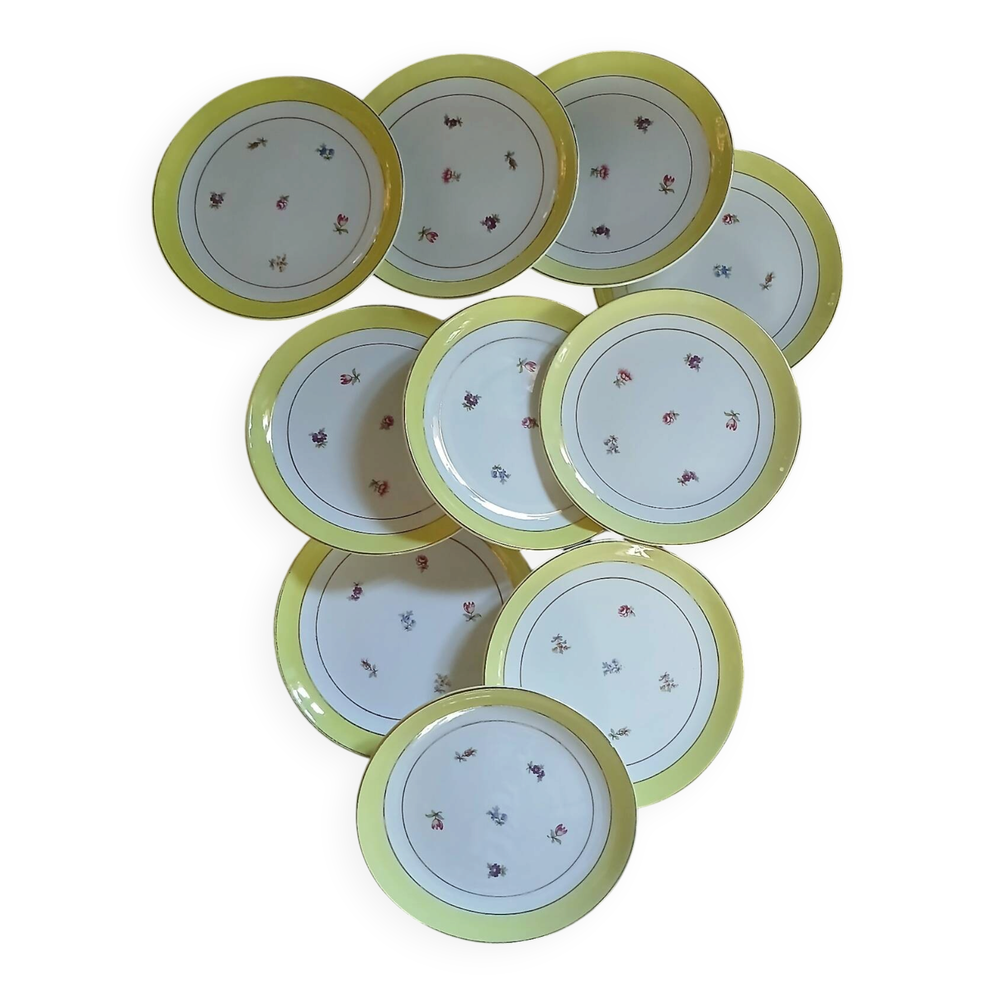 10 assiettes à dessert anciennes Gien 