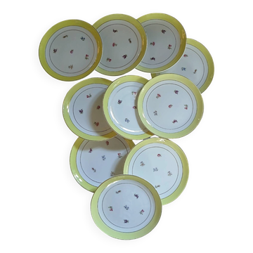 10 assiettes à dessert anciennes Gien 