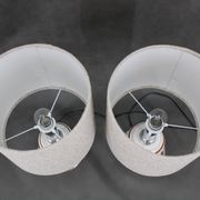 1970s Pair Of Table Lamps With New Fabric Shade, Italy