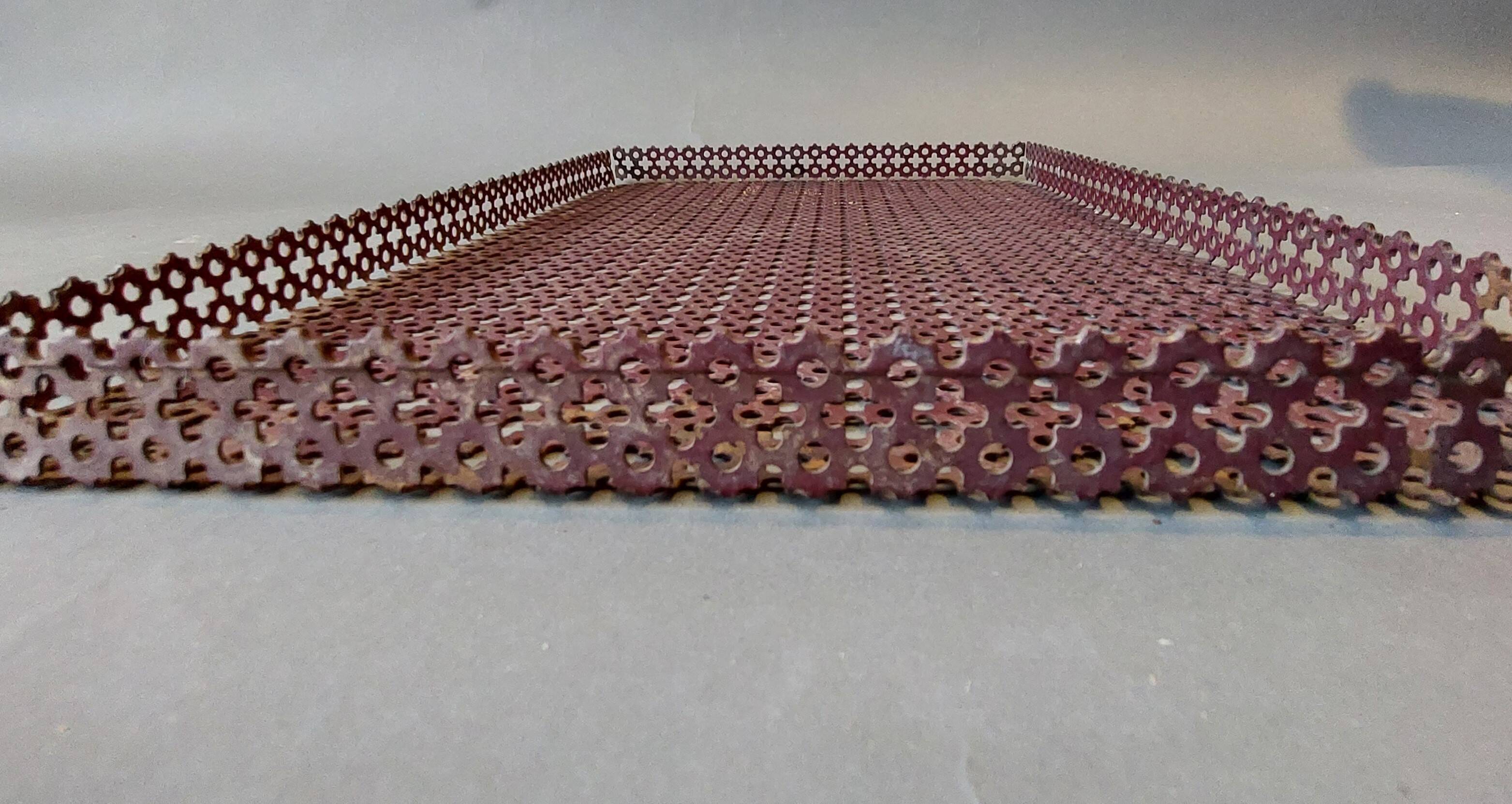 Especially table tray in perforated metal 1950.