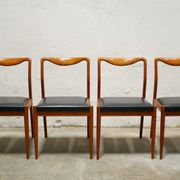 Series of 4 vintage Scandinavian chairs in teak and skaï