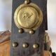 Pair of low Egyptian stools, camel saddles in wood, leather and brass