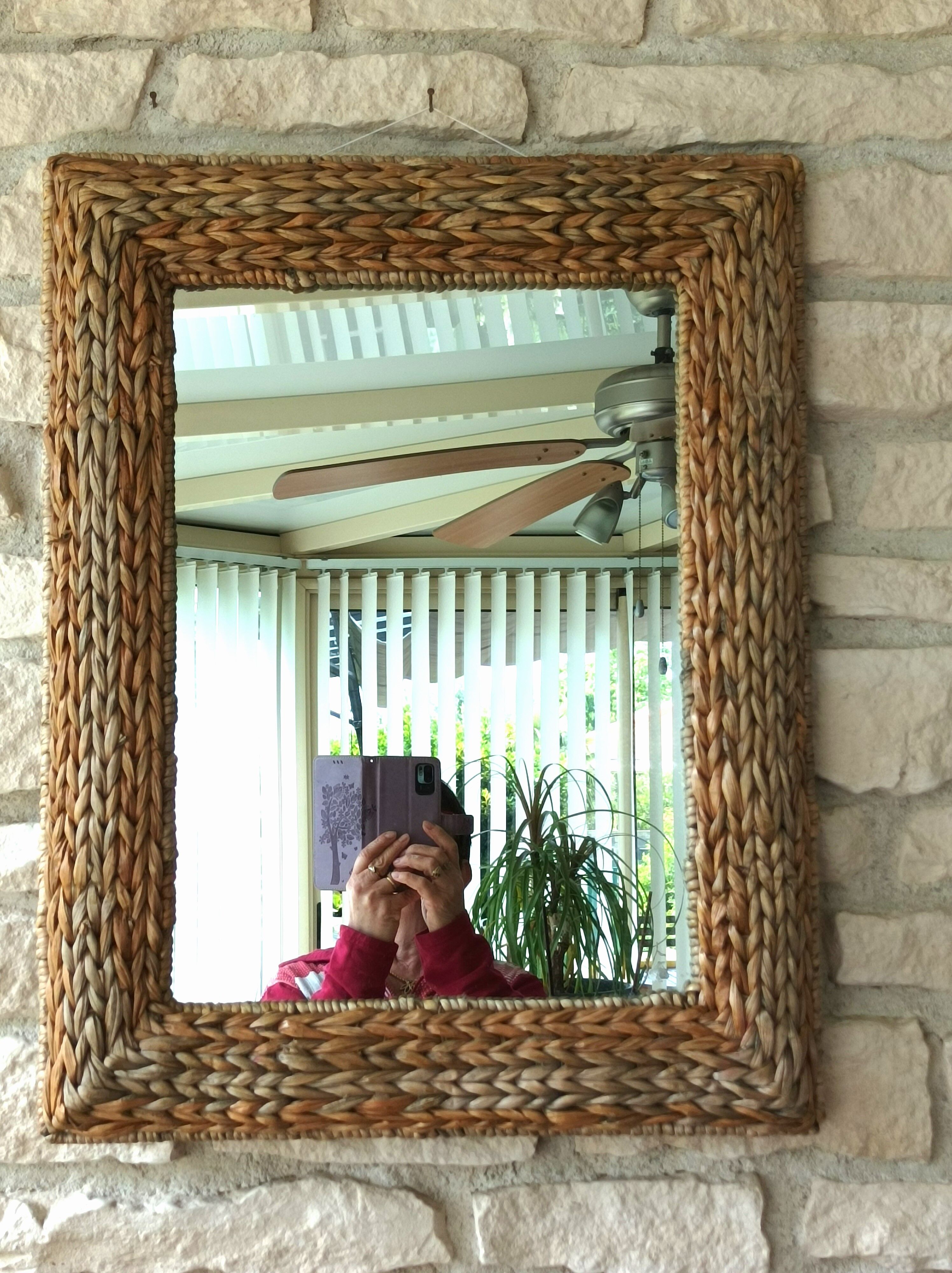 Rectangular rattan mirror 60X47