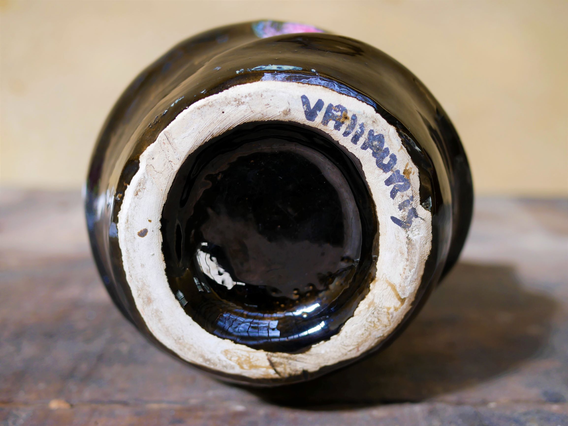 Large vase Vallauris vintage Brown-rose