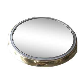 Plateau rond miroir et laiton