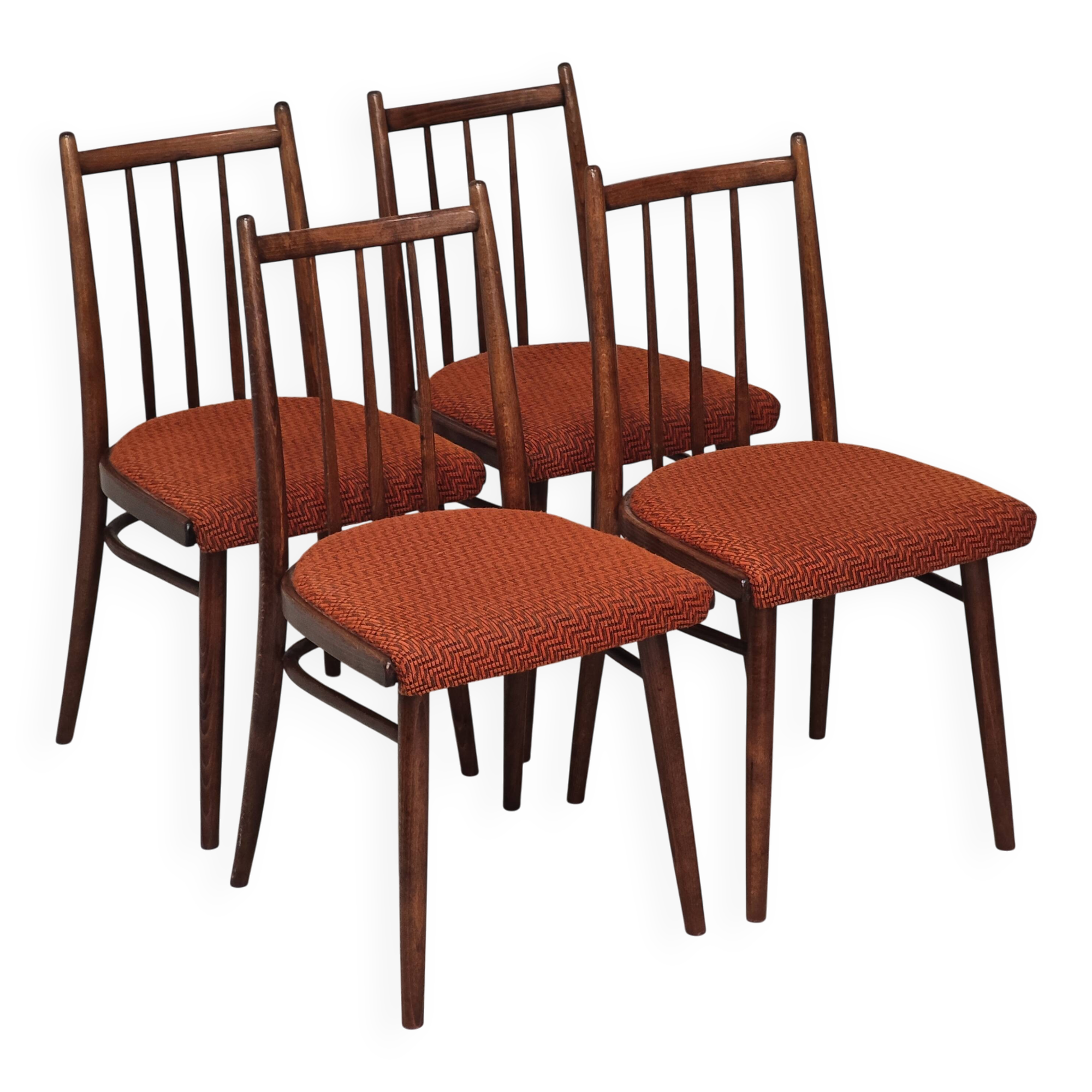 Set of 4 dining chairs TON Bystrice Antonin Suman orange fabric