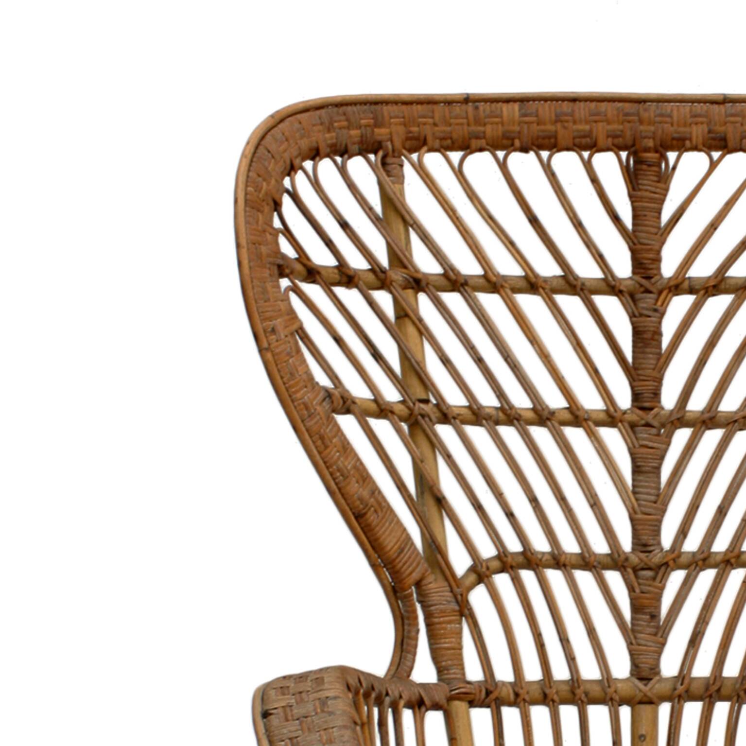 Mid-Century Modern Carminati Bamboo Rattan Italian Handmade Pair of Armchai
