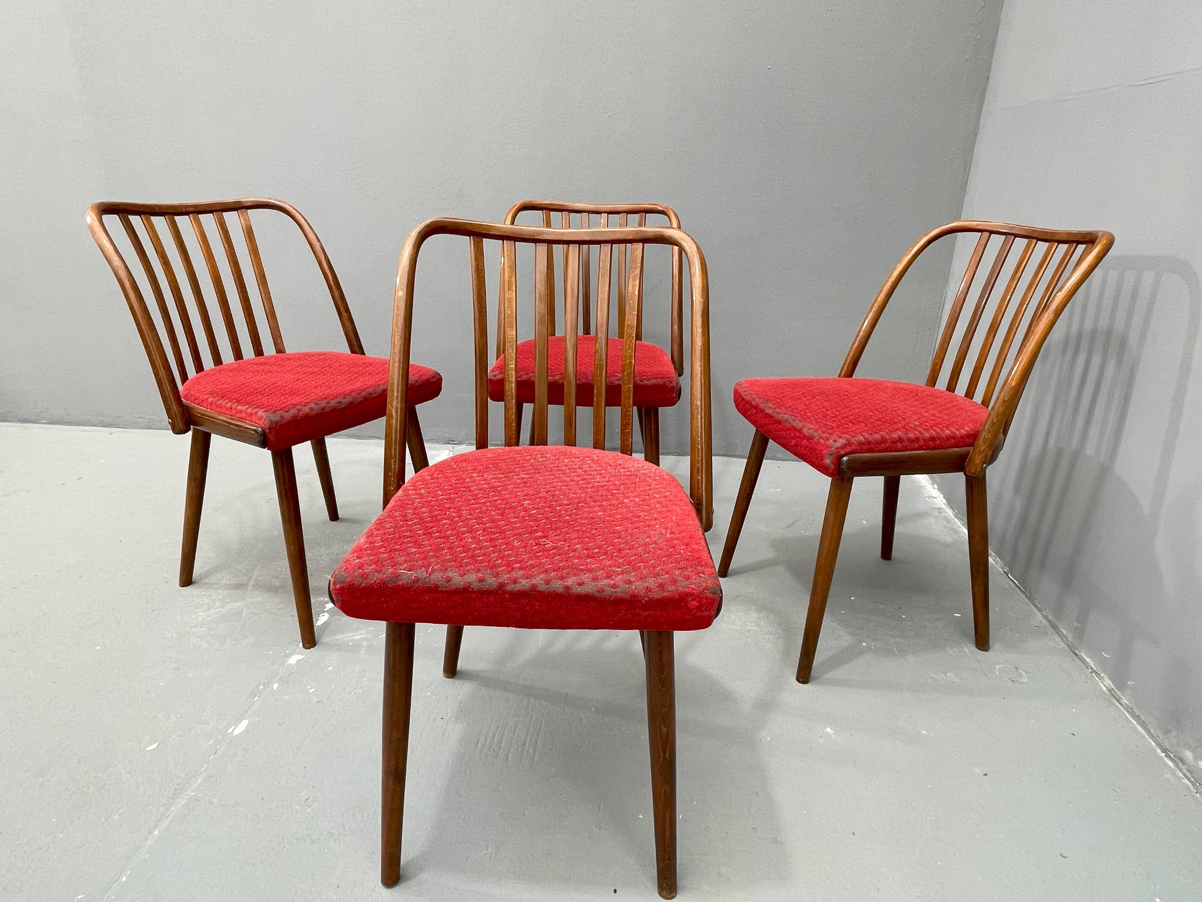 Antonín Šuman – ensemble de chaises des années 1960, Tchécoslovaquie