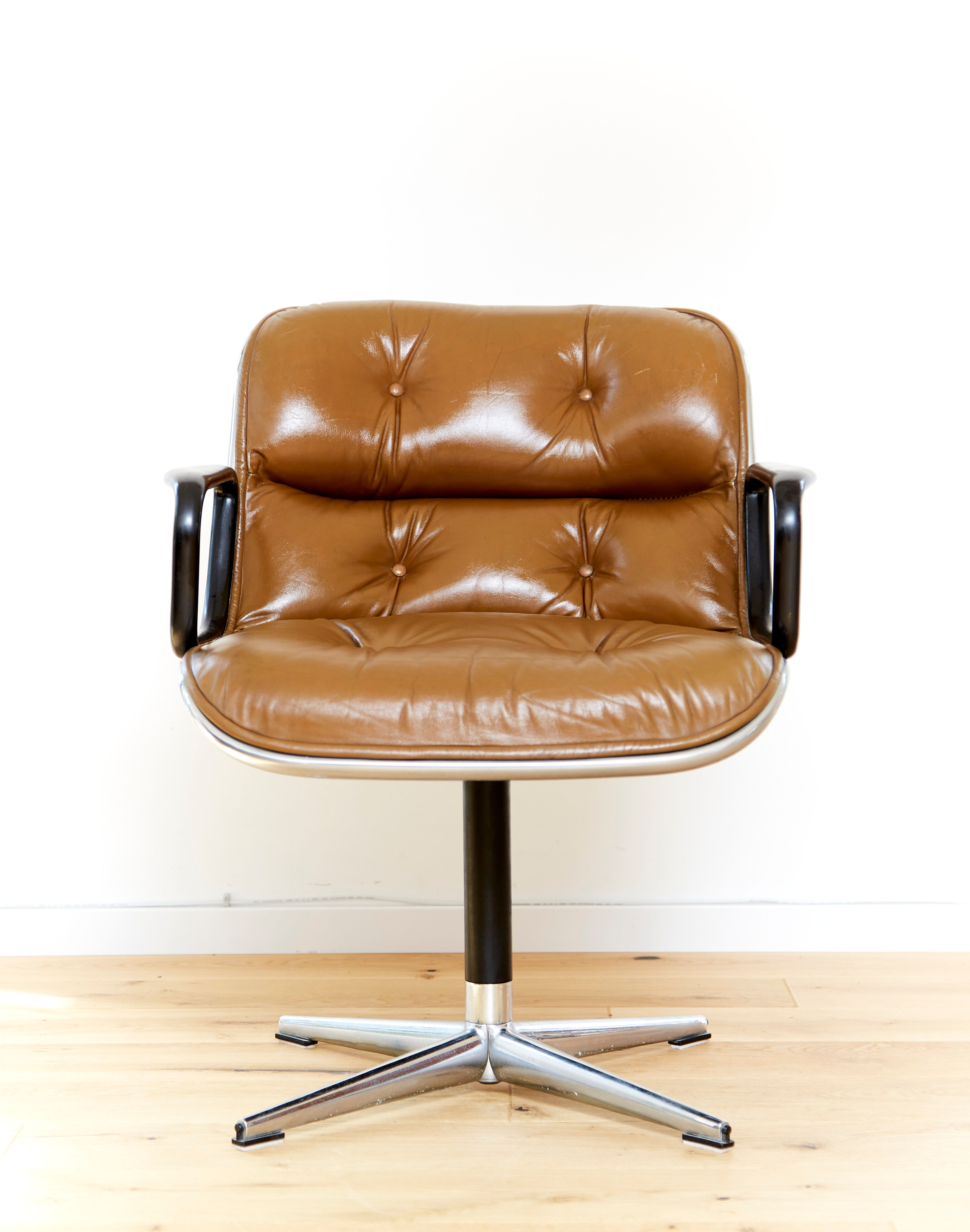 Charles Pollock Leather Executive Chair for Knoll International