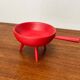 Mid-Century Modern Red Tripod Bowl in Wood from Paavo Asikainen, Finland, 1960s