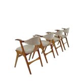 Suite de 4 chaises vintage en corne de vache - Louis van Teeffelen, tissu De Ploeg