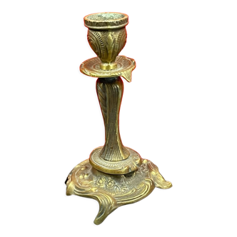 Antique candle holder flowers and leaves bronze art nouveau antique