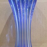 Vase Soliflore En Cristal Taillé Bleu Cobalt